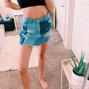 denim rework skirt!
